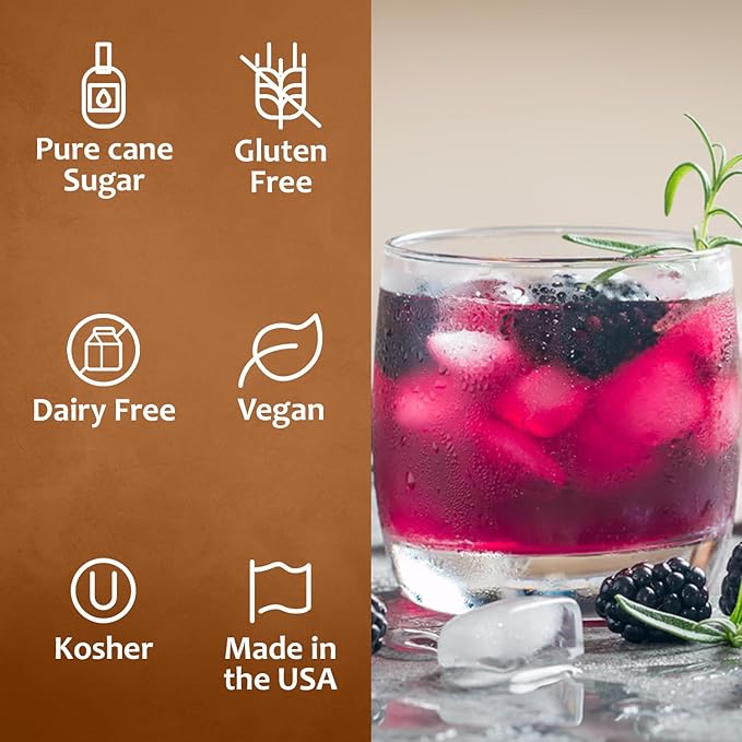 Syruvia Blackberry Syrup, Flavored Syrup for Drinks, Cocktails, Lemonades, Iced Teas, and Desserts – 25.4 fl oz, With Pump
