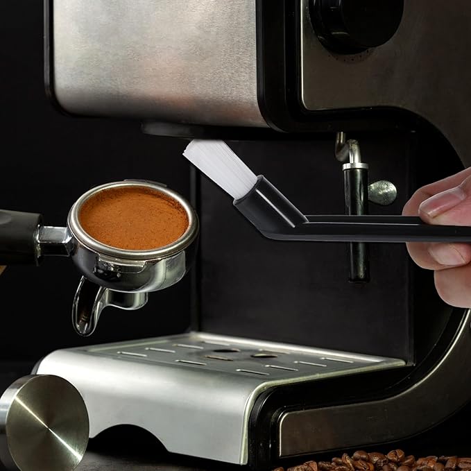 6" Nylon Head Espresso Brush, 2 PCS Espresso Cleaning Brush Coffee Cleaning Brushes, Bent Head Anti-Scalding Black Coffee Grinder Brushes for Espressos Machine, Grinders Tools