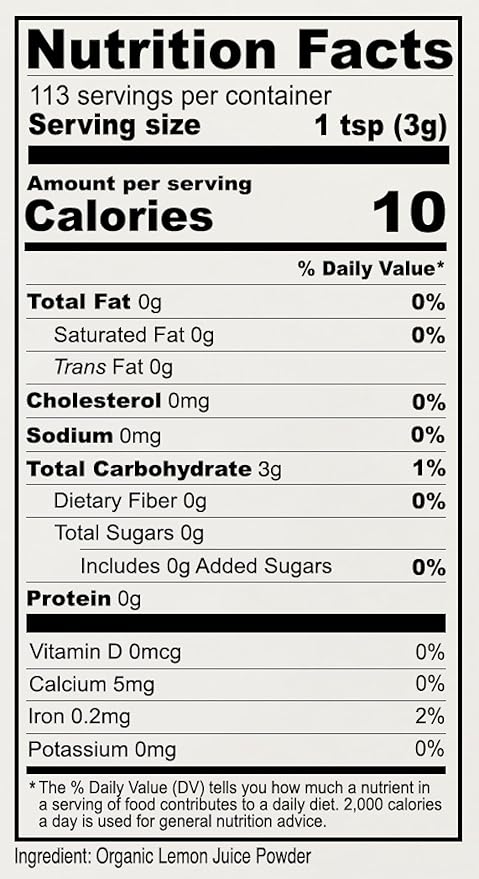 Anthony's Organic Lemon Juice Powder, 12 ounce, Freeze-Dried, Cold Pressed, No Sugar Added, Gluten Free, Non GMO