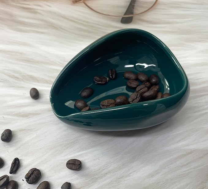 Newly Upgraded Coffee Bean Dosing Cup, Ceramic Dosing Dish for Coffee Beans, Ceramic Single Dose Measuring Tray, Coffee Bar Accessories (Solid Green)