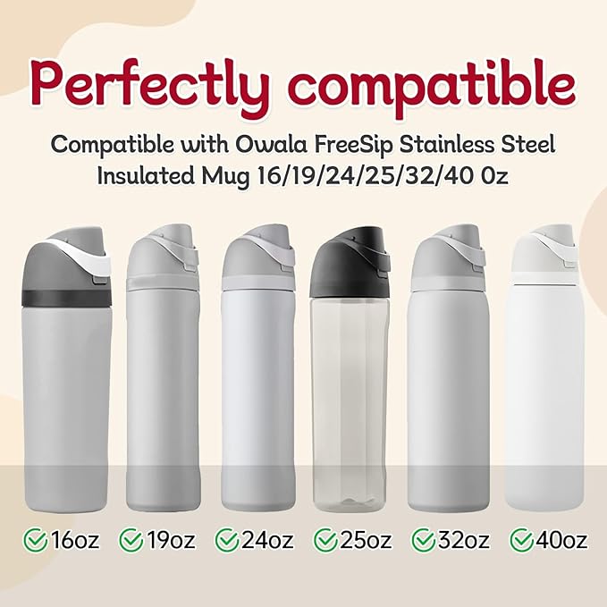 4pcs Replacement Stopper Seal Compatible with Owala FreeSip 24oz 32oz,Water Bottle Lid Insert Cap Silicone Seal Parts for Owala 16/19/24/32/40oz Spout Gasket Mouth piece Accessories F5