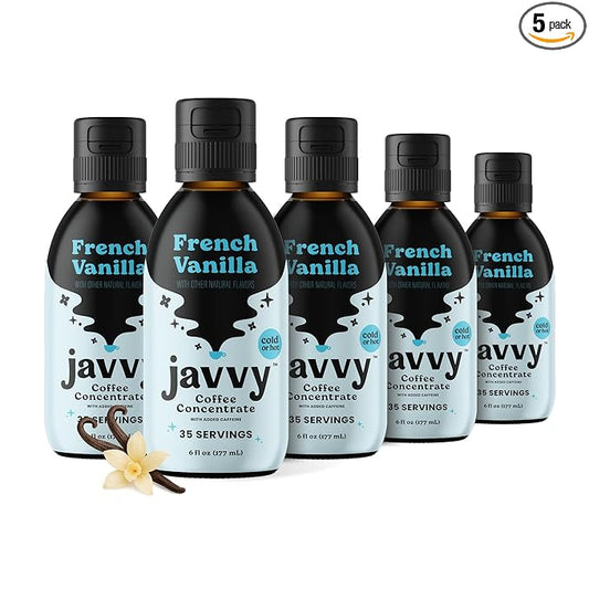 Coffee Concentrate - Cold Brew Coffee, Perfect for Hot or Iced Instant Coffees, Hot Drinks, Cold Brew Concentrate, 5 Pack - French Vanilla
