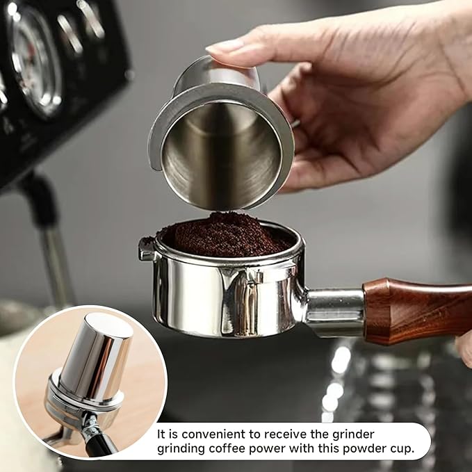 Ktsxxops Coffee Dosing Cup 51mm Coffee Bean Dosing Cup, Stainless Steel Coffee Dosing Cup Coffee Machine Handle Dosing Cup Mug Coffee Powder Feeder Part