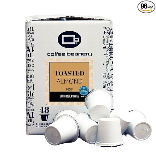 Toasted Almond Decaf Coffee Pods by Coffee Beanery | 96ct Bulk Medium Roast Arbica Coffee