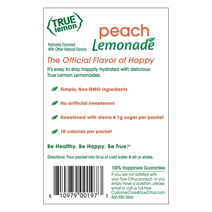 True Lemon Peach Lemonade, 10 count