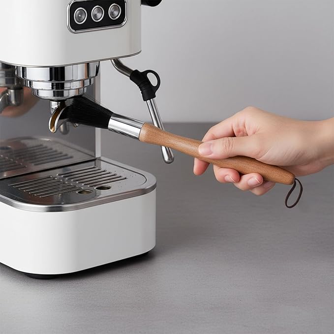 Nogeqi Espresso Maker Coffee Brush Coffee Cleaning Brush Machine Cleaner Tool With Wooden Handle Walnut Boar Bristles Beech Wood For Home Kitchen Barista With Hanging Loop