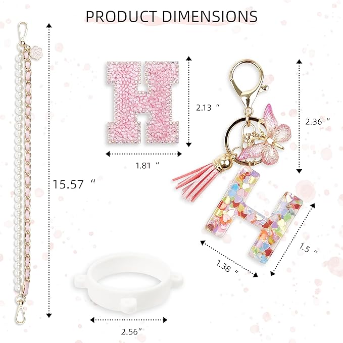 Letter Handle Strap Accessories with Cute Initial Charm Compatible with Owala Water Bottle 24oz 32oz 40oz Owala Kids