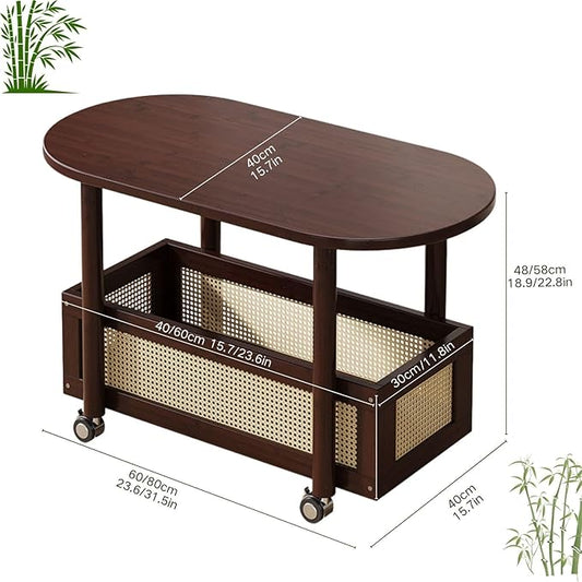 Small Coffee Bar Cart with Storage, Coffee Table Station Organizer, 2-Tier End Table for Home Buffets & Sideboards, Office Station for Kitchen, Entryway, Living Room(80x58cm(31.5x22.8in))