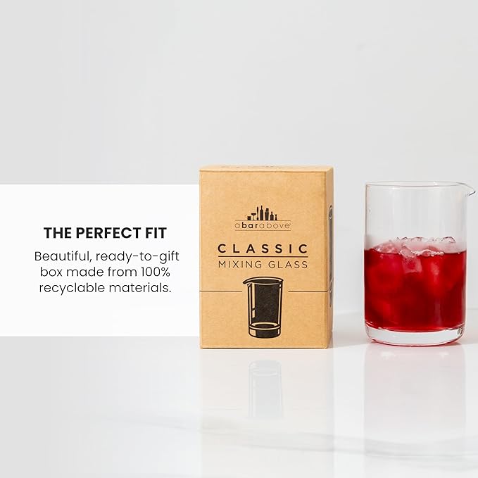 A Bar Above Cocktail Mixing Glass, Classic Style Enhanced Annealed Lead-Free Crystal Stirring Pitcher, Thick Weighted Base for Stable Stirring, 18 Oz Drink Mixer for Craft Cocktails at Home or Bars