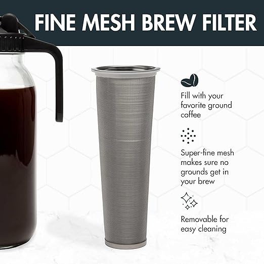 Primula Mason Jar Cold Brew Coffee Maker – 2-Quart Glass Pitcher with Stainless Filter