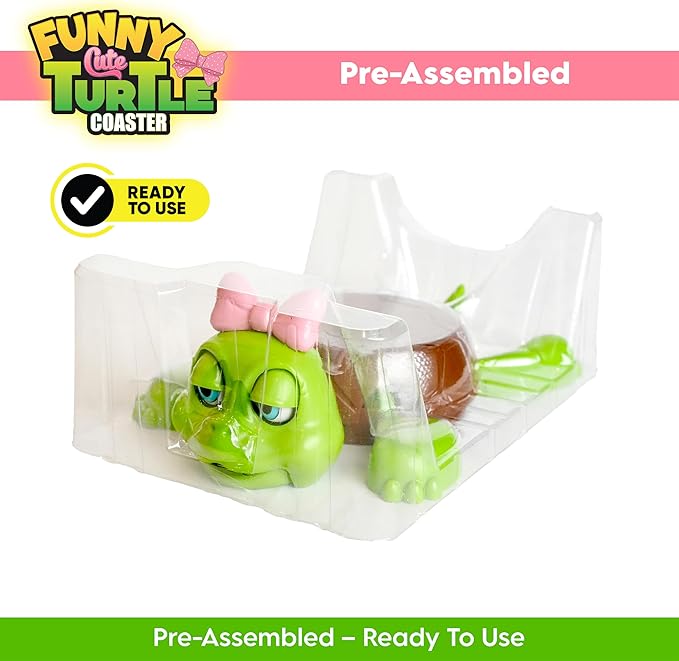 Funny Turtle Coaster, Cute Turtle with Pink Bow & Funny Face Expression,Turtle Cup Holder, Coaster for Desk & Home Decor, Gag Gift for Tortoise Lovers