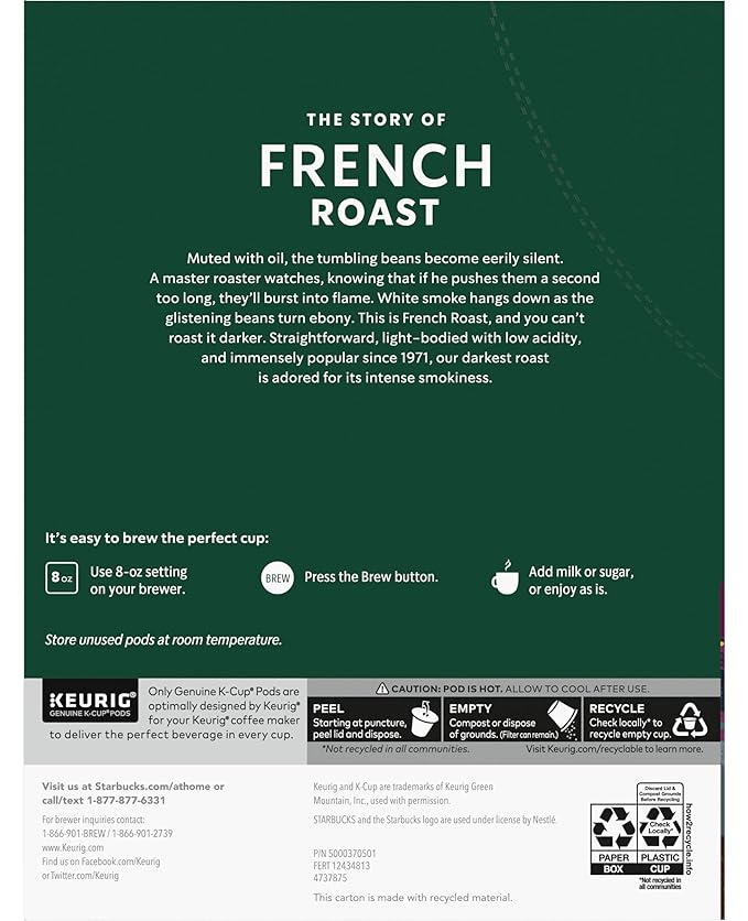 Starbucks French Roast Dark Coffee, 72 K-Cups, (3 Pack of 24 k-cups)