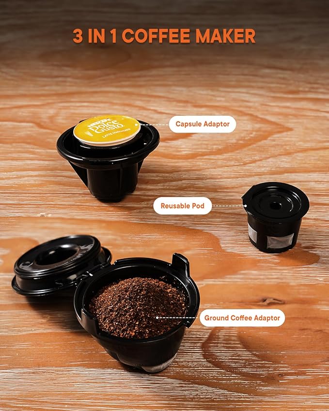 SHARDOR 3 in 1 Single Serve Coffee Machine, K Cup Coffee Maker Compatible with Ground Coffee & Teas, 6 to 14oz Brew Sizes, 40oz Removable Water Tank, Descale Settings, Black