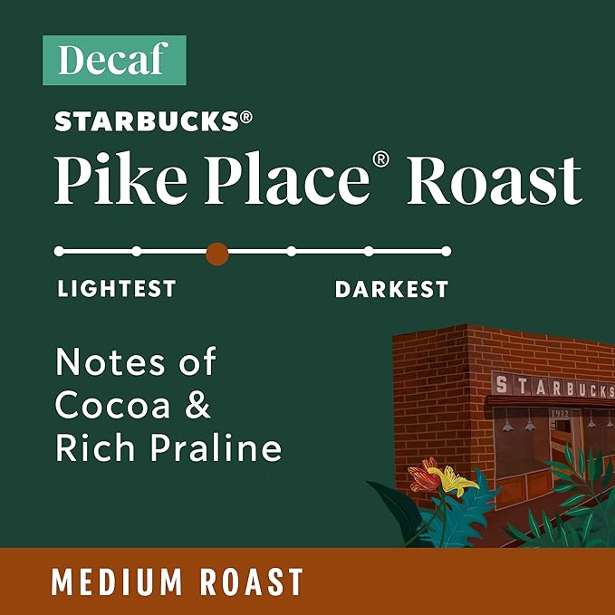 Starbucks K-Cup Coffee Pods, Medium Roast Hot or Iced Coffee, Decaf Pike Place Roast, 96 Keurig Pods