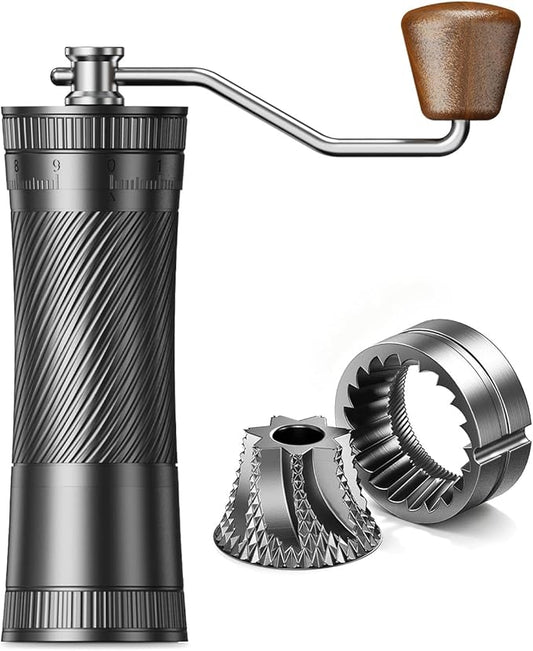 iKoffy AeroGrind Manual Hand Coffee Grinder with DLC 440 Burrs, 38g Capacity Portable Coffee Bean Mill for Moka pot, French Press, Espresso, Pour Over