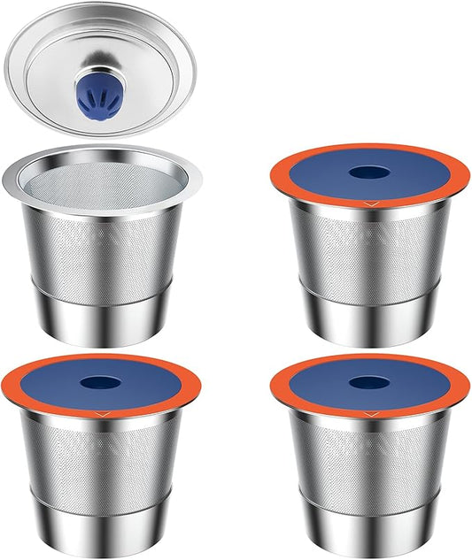 Reusable K Cups Coffee Pod Filters for keuring 2.0 and 1.0, Metal Filter for Coffee Maker,Stainless Steel Reusable K Cups Sturdy Filters (4PACK)