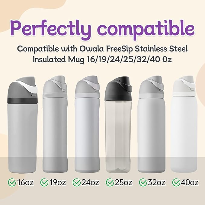 2 Sets Replacement Stopper and O Ring Gasket Compatible with Owala FreeSip 24oz 32oz,Water Bottle Lid Insert Cap Rubber Seal Parts for Owala 16/19/24/32/40oz Mouthpiece Accessories F4