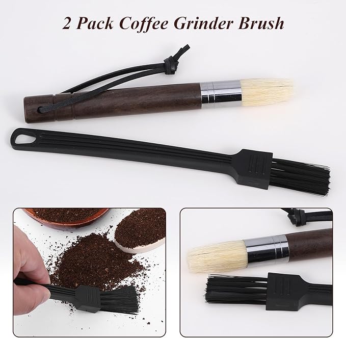 4 Pcs Coffee Grinder Cleaning Brush Coffee Bar Brush Handling Accessory Tool with Hanging Loop Dusting Espresso Machine Cleaning Tool for Barista Home Kitchen Camping