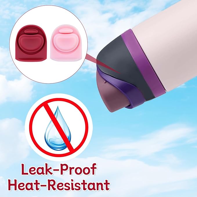 2 Pcs Replacement Rubber Seal Stopper Compatible with Owala FreeSip,Bottle Top Gasket Lid for Owala 16/19/24/32/40oz Seal Mouth Cap Silicone Stopper Parts Insert Accessories（Pink+Wine Red）