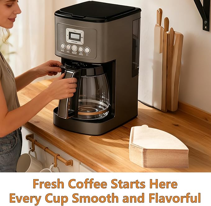 120 Count Cone Coffee Filters Compatible with Cuisinart, Replacement Paper Coffee Filters 12 Cup, No Blowout, Disposable, Unbleached Paper Filter, Easy to Clean, Perfect for Drip Coffeemaker