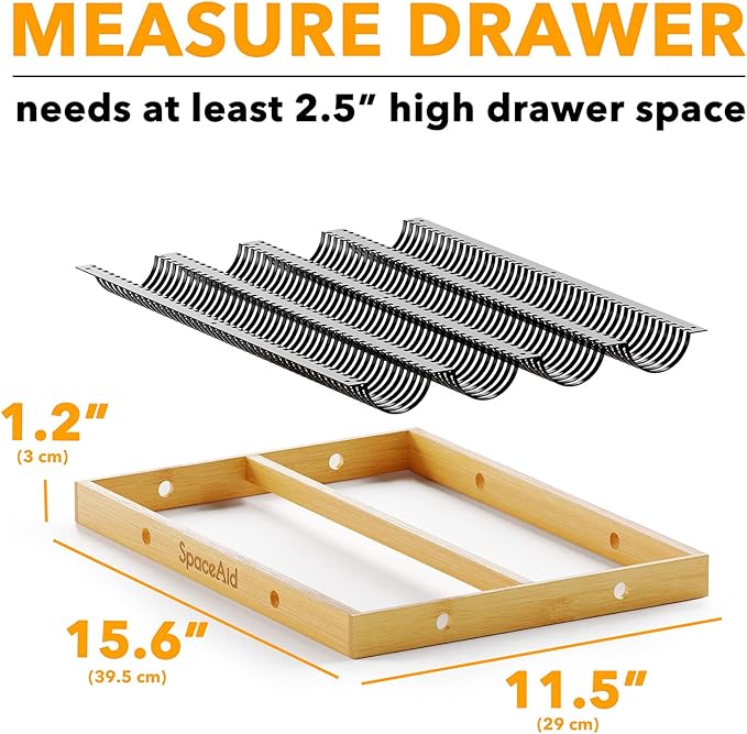 SpaceAid Coffee Pod Holder Drawer Organizer for Nespresso Vertuo Capsule, Bamboo Holder Tray Storage for Nespresso Vertuo, Compatible with 40 Big or 52 Small Vertuoline Pods (Drawer Insert)