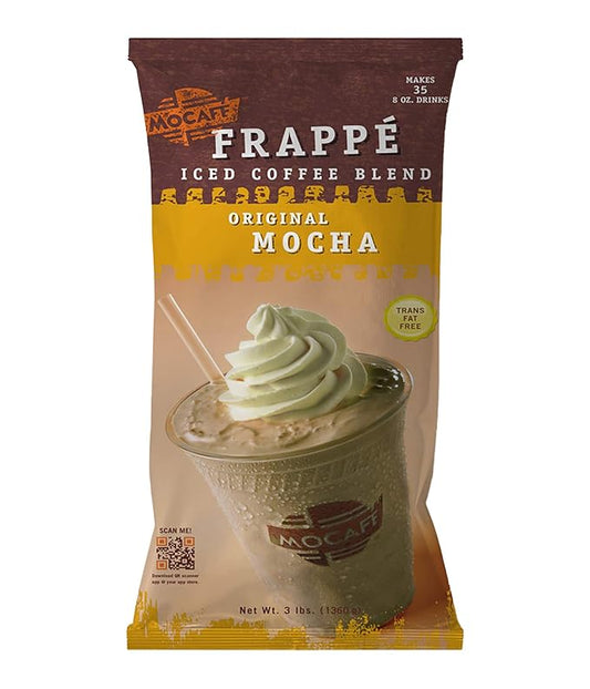 MOCAFE Mocha Frappe Powder Mix, Instant blended iced coffee latte, 3lb bulk bag