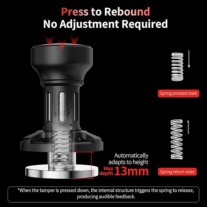 MHW-3BOMBER Espresso Tamper, 58mm-Spring-Loaded Coffee Tamper with Sound Feedback, Barista 58mm Tamper for Breville, Tamper for Espresso Machine, Flat Base YU Series, T6162F-OS