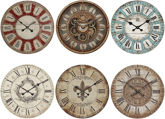 Clock Coasters for Drinks with Holder Round Leather Coasters Set of 6 Cups Mugs Mat Pad for Home Kitchen Bar