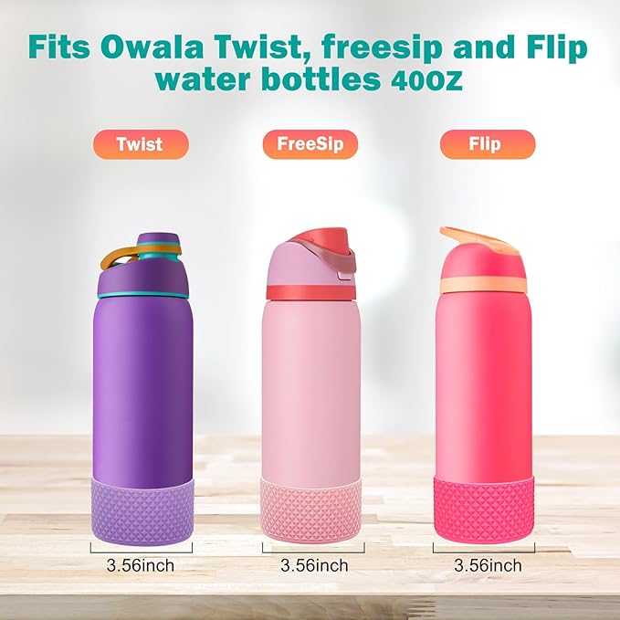 WK IEASON 2Pcs Silicone Boot for Owala Water Bottle, Protective Flask Bottom Cover Base for Owala FreeSip Twist and Flip Flask Water Bottle Accessories-3.56inch Bottom Diameter