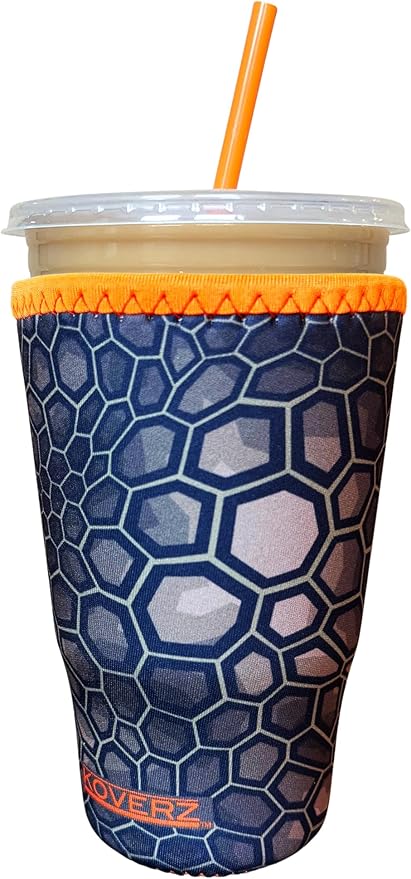 Koverz Iced Coffee Sleeve, Insulated Neoprene Cup Sleeve, Fits a 32 Oz. Coffee Cup, Washable and Reusable, Iced Coffee Accessories, Large Camo Green