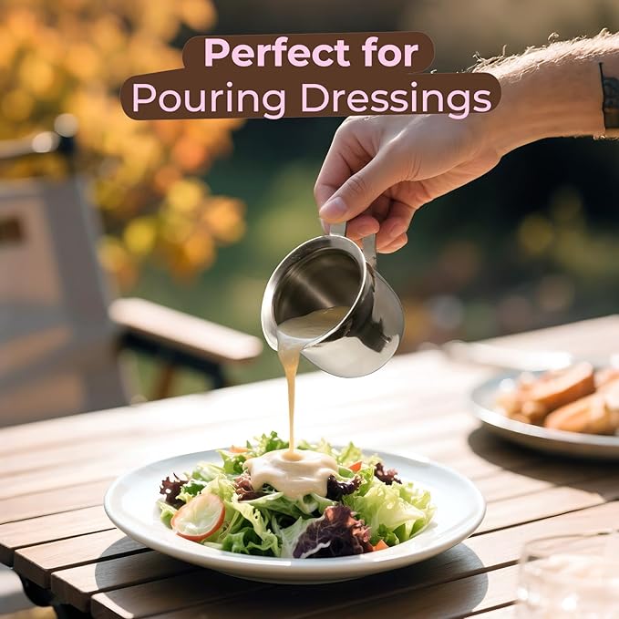 Fit Meal Prep [6 Pack] 5 oz Creamer Pitcher - Stainless Steel Bell Creamers, Mini Cup Container for Serving Milk, Coffee Cream, Salad Dressing, Maple Syrup, Espresso Machine for Restaurant, Cafes