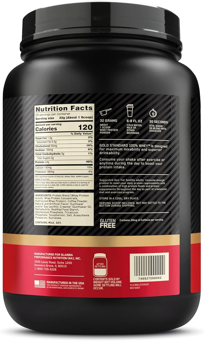 Optimum Nutrition New Flavor Gold Standard 100% Whey Protein Powder, Caramel Macchiato, 2 Pound (Pack of 1) (Packaging May Vary)