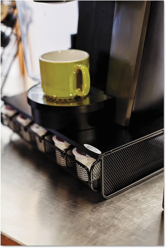 Safco Coffee and Sugar Organizer 3274BL Hospitality Tray, Home, Office, & Hotel, 1 Drawer, Black, 12"W x 11"D x 3 ¼"H