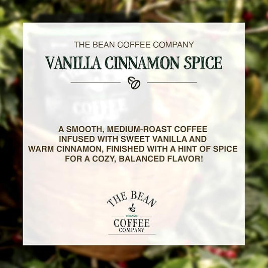 The Bean Organic Coffee Company Holiday Bean (Vanilla Cinnamon Spice), Medium Roast, Whole Bean Coffee, 16-Ounce Bag