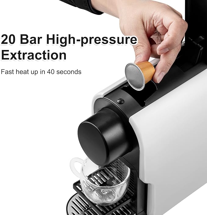 Mini Espresso Machine Compatible for NS Original Line Pods, Compact Capsule Coffee Maker with 20 Bar High Pressure Pump, 22 oz Removable Water Tank