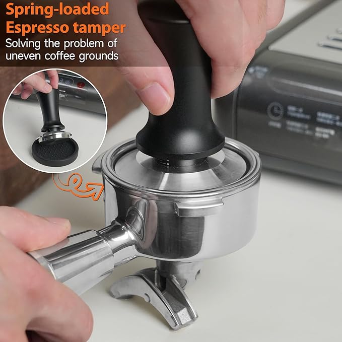 51mm Espresso Machine Accessories, Spring Loaded Calibrated Tamper, WDT Tool, Dosing Funnel, Fits Espresso Coffee Machines and 51 mm Portafilters, Espresso Accessories Kit Barista Tools