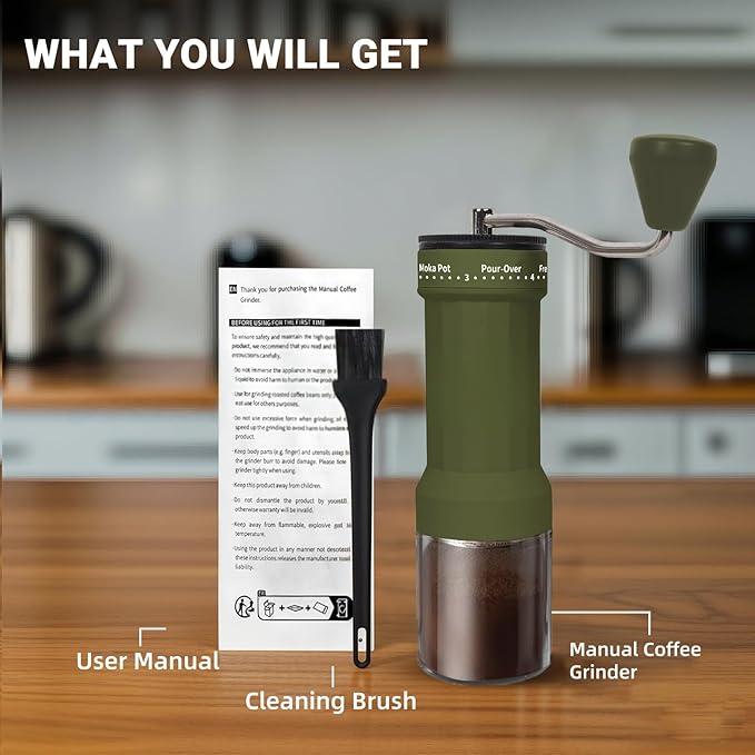 Mini Manual Coffee Grinder – 40 Adjustable Settings, Portable Hand Crank Mill with 30g Capacity, Conical Burr for Espresso, Pour Over, French Press | Perfect for Travel, Camping & Office
