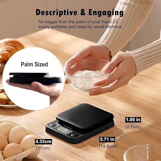 Food Scale Kitchen Scale Weight Grams and Ounces Small Digital Scale for Weight Loss Baking Cooking Coffee of NUTRI FIT, Max 11lb 0.5g Increment, LCD Smart Tare, Easy to Use for Travel, AAA Battery