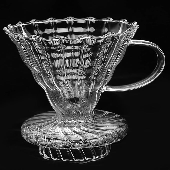 Glass Pour Over Coffee Dripper Cone, Coffee Filter Cup with High Borosilicate Heat - Glass, Slow Flow Rate for Optimal Extraction, Coffee Filtering Tool for Home Office U