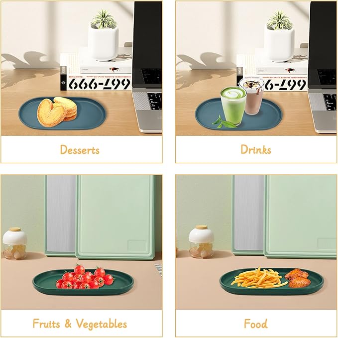 4Pcs Oval Serving Tray, 9.5 x 5.1in Plastic Tray Food Tray, Colourful Serving Platters for Party Entertaining Snack Dessert Coffee Table, Small