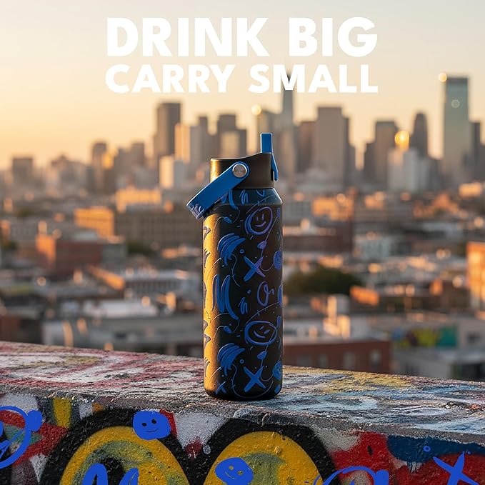 Elemental 40oz Insulated Water Bottle with Straw - 100% Leak-Proof Stainless Steel Core Water Bottles for Travel, Sports and Gym - Double Wall Insulation & BPA Free - Freestyle