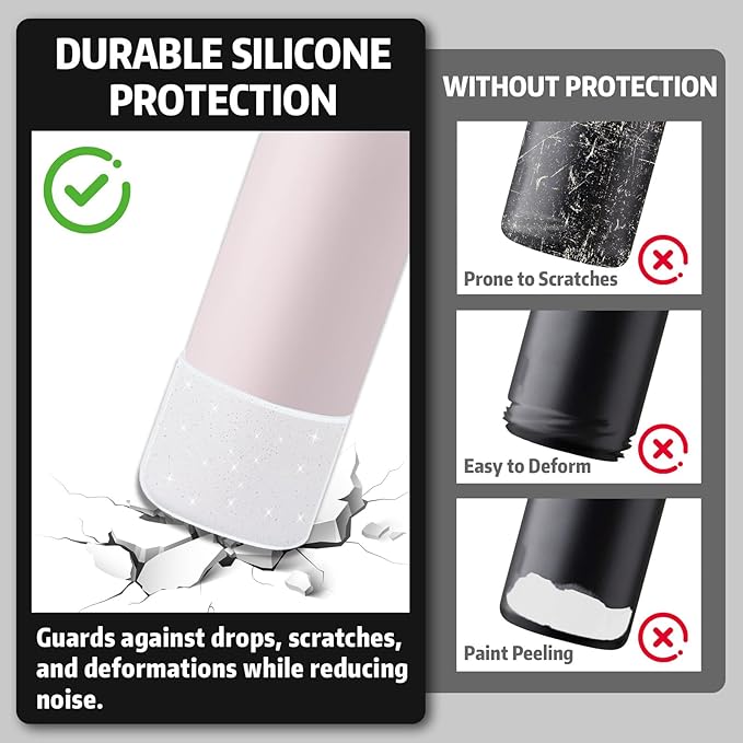 Silicone Boot for Owala 24oz Water Bottle – Anti-Slip Protective Cover, Bottle Boot, Base Cover Compatible with FreeSip, Sleeve for Stainless Steel Tumblers (Glitter White, 24OZ)