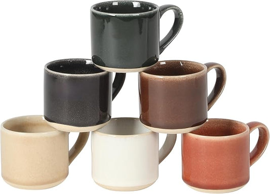 Mr. Coffee Espresso Whims 6 Piece 4 OZ Reactive Glaze Espresso Cup Set