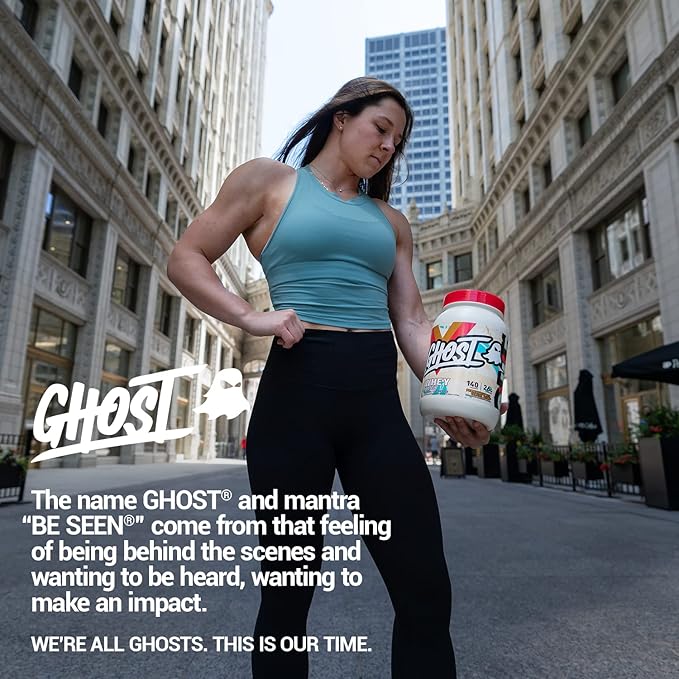 GHOST Whey Protein Powder, Peanut Butter Cereal Milk - 2LB, 26G of Protein - Whey Protein Blend - ­Post Workout Fitness & Nutrition Shakes, Smoothies, Baking & Cooking - Soy & Gluten-Free
