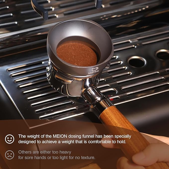 MEION 54mm Dosing Funnel for Breville Portafilters, Magnetic, Silver Aluminum Espresso Funnel