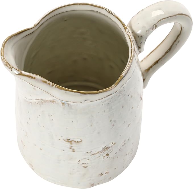 28 oz. Stoneware Pitcher, Reactive Glaze, White (Each One Will Vary)