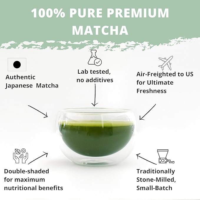 "Matcha Tea Powder, Authentic Japanese Unsweetened Pure Matcha, Premium Grade from Kagoshima Volcanic Soil, Green Tea Powder 1.06oz (30g)"