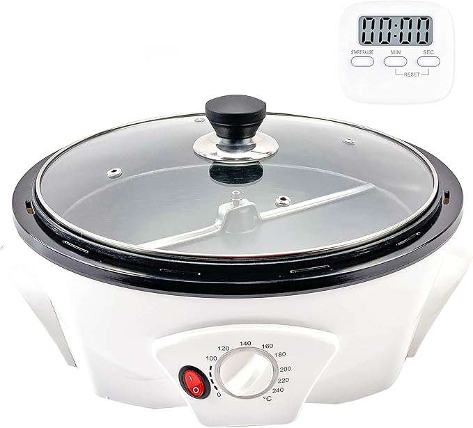 GIVEROO 500g Coffee Bean Roaster Household Coffee Roasters Machine with Timer Electric Coffee Beans Roaster 0-240℃ Non-Stick for Cafe Shop Home Use. 110V