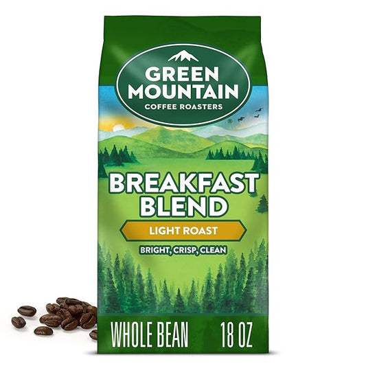 Green Mountain Coffee Roasters Breakfast Blend, Whole Bean Coffee, Bagged 18 oz