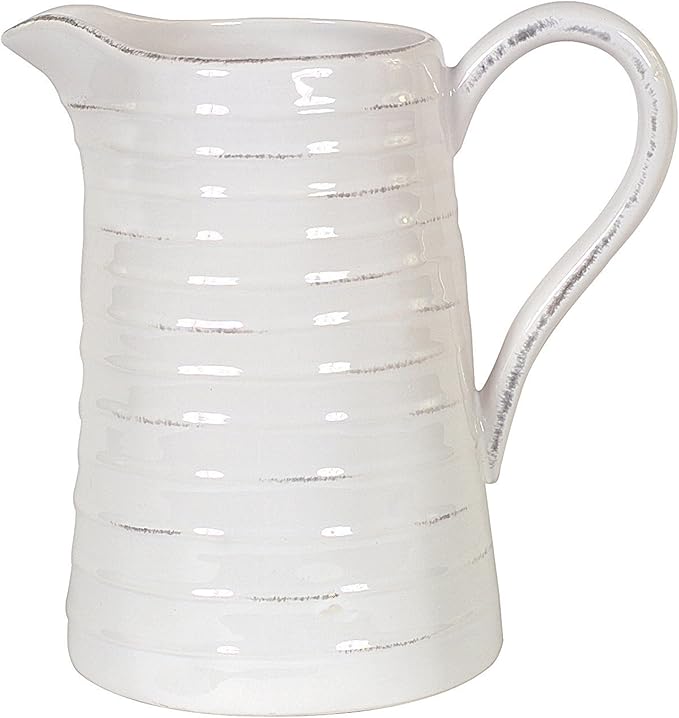 Creative Co-Op White Ceramic Pitcher